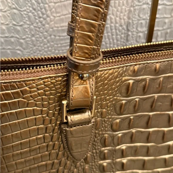 Brahmin Gold Metallic Crocodile Embossed Anywhere Tote - Picture 2 of 16